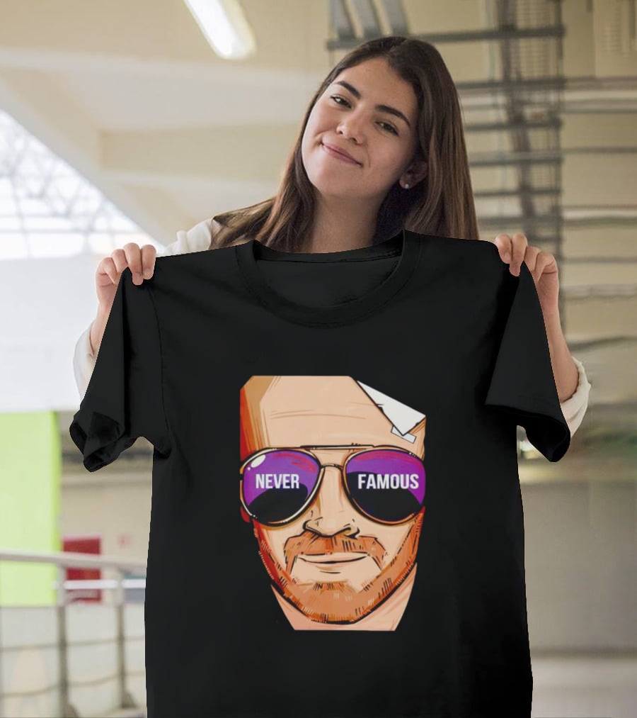 Never Famous Sunglasses Face Artwork Reflection T-Shirt