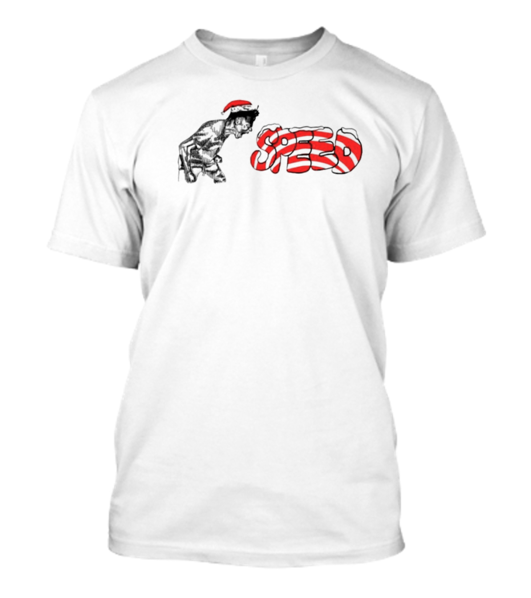 Ishowspeed Christmas Red Santa Hat And Striped Speed Text T-Shirt