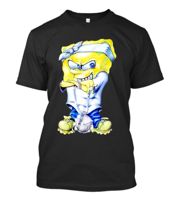 Thug Spongebob Squarepants With Bandana And Bling Necklace T-Shirt