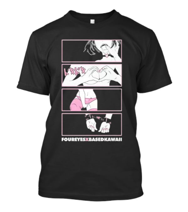 Foureyes X Based Kawaii Tokidoki Hand Heart Pink Aesthetic T-Shirt