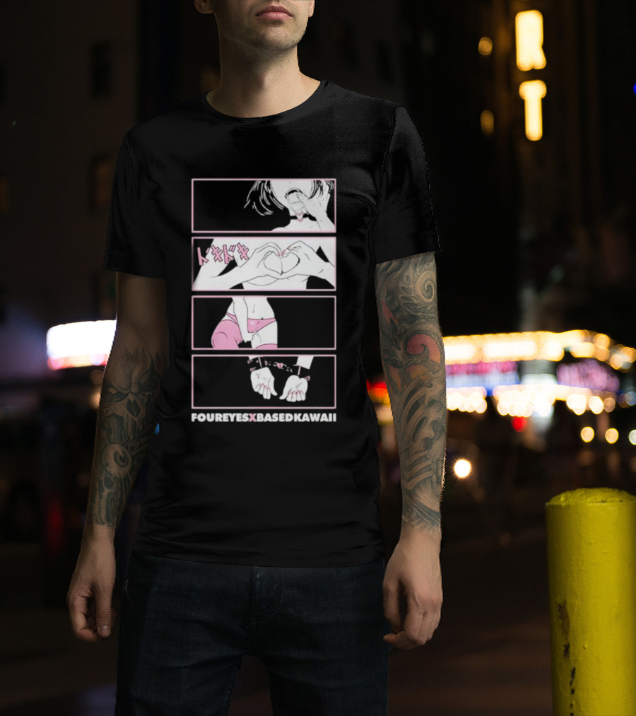 Foureyes X Based Kawaii Tokidoki Hand Heart Pink Aesthetic T-Shirt