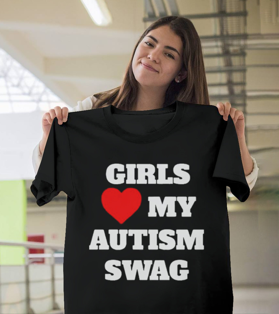 Girls Love Heart My Autism Swag T-Shirt