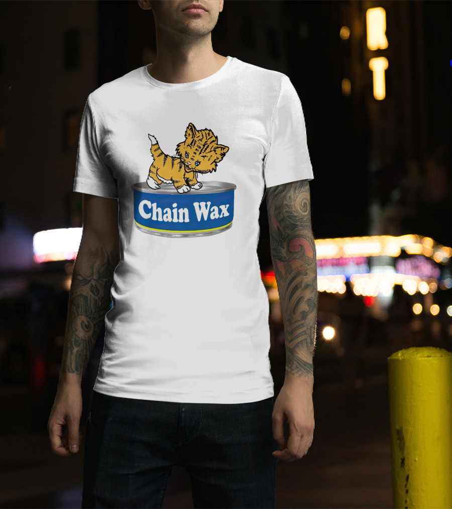 Cat Chain Wax Cute Kitten On Tin T-Shirt