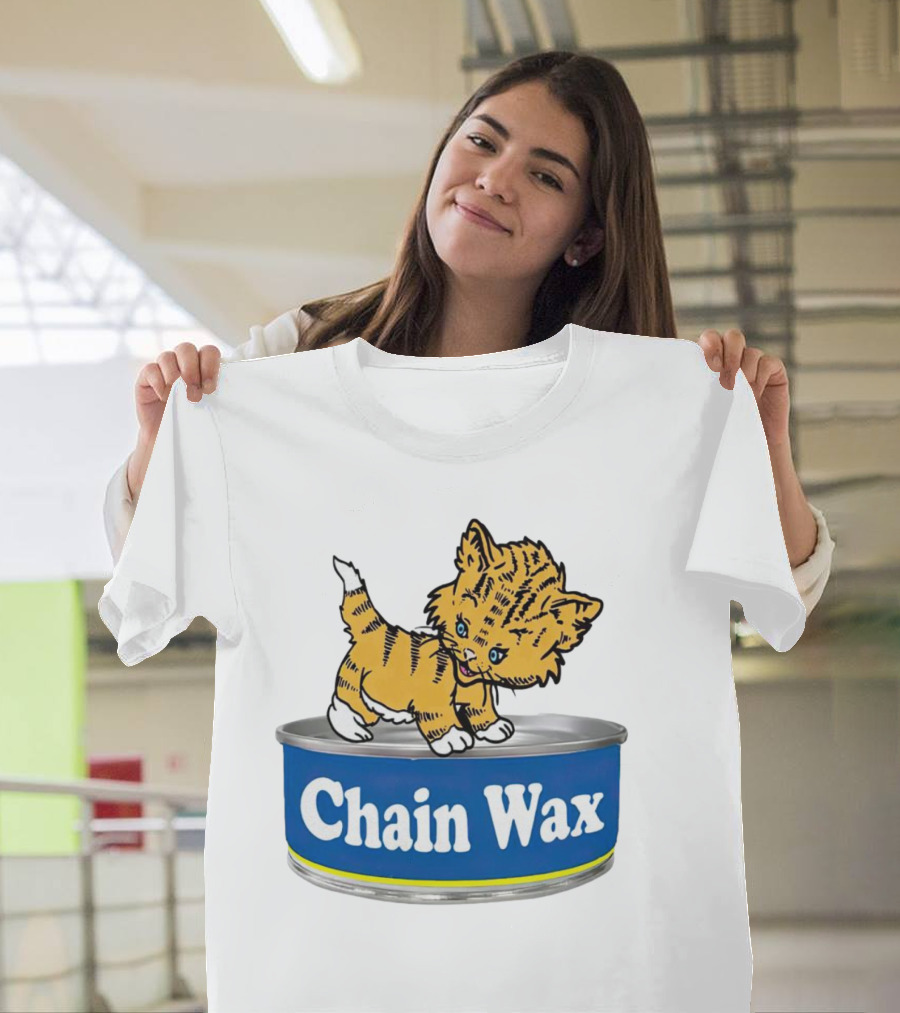 Cat Chain Wax Cute Kitten on Tin T-Shirt