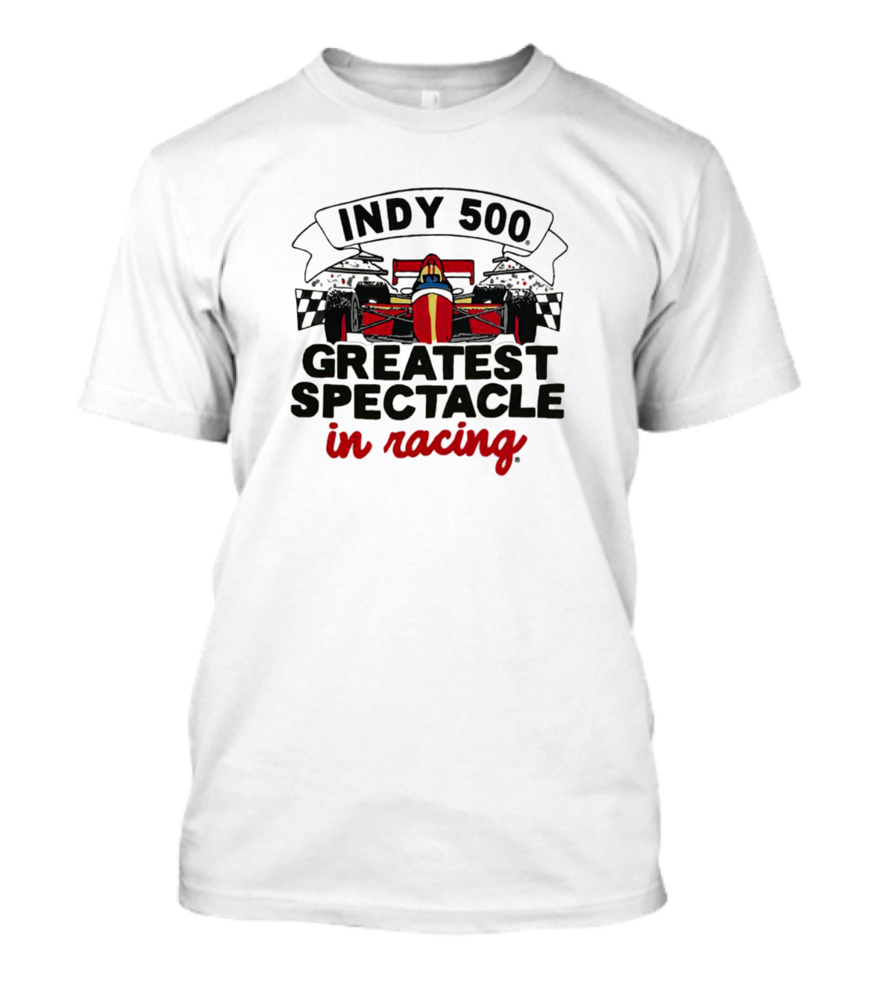 Indy 500 Greatest Spectacle In Racing Car With Checkered Flags T-Shirt