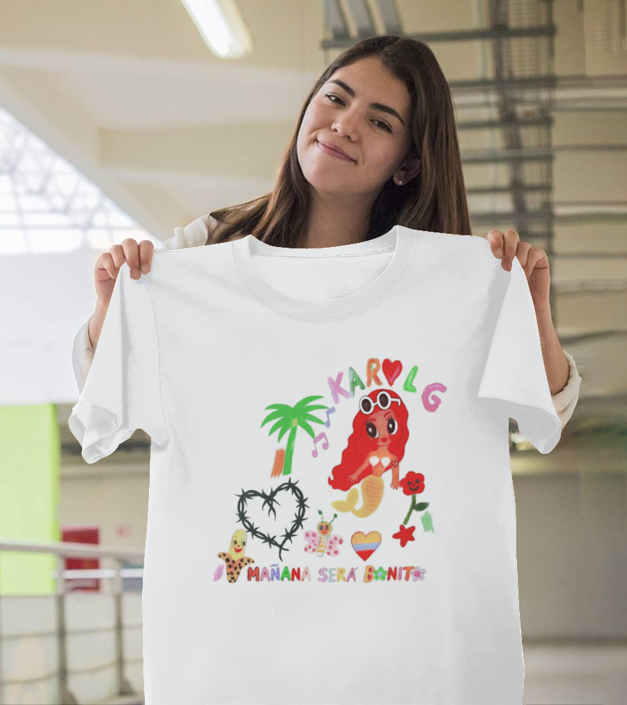 Karol G Mañana Será Bonito Mermaid Palm Heart Music Note T-Shirt