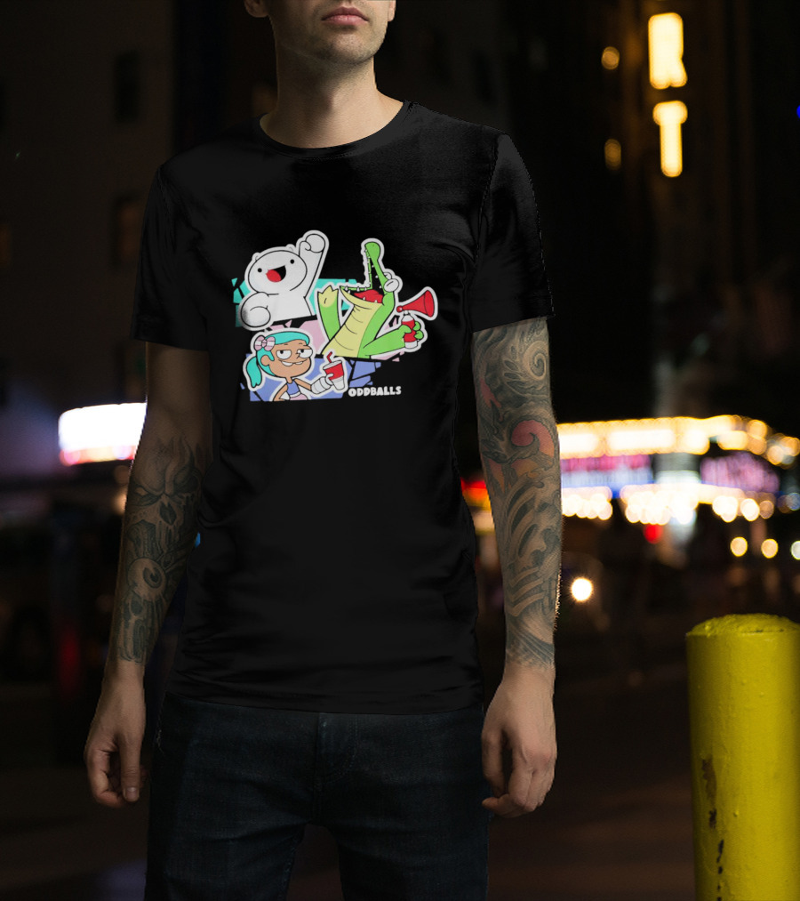 Odd1sout Oddballs Cartoon Trio With Crocodile And Drink T-Shirt
