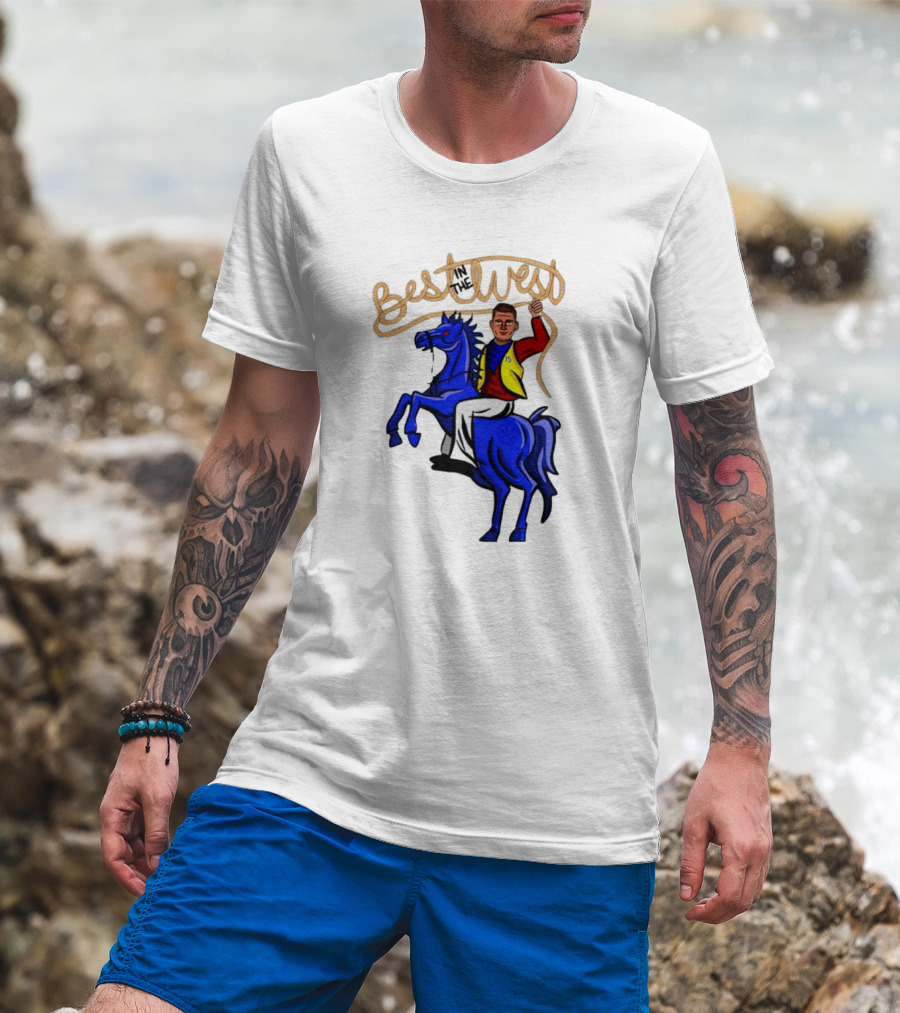 Best West Nikola Jokic Riding Blue Horse T-Shirt