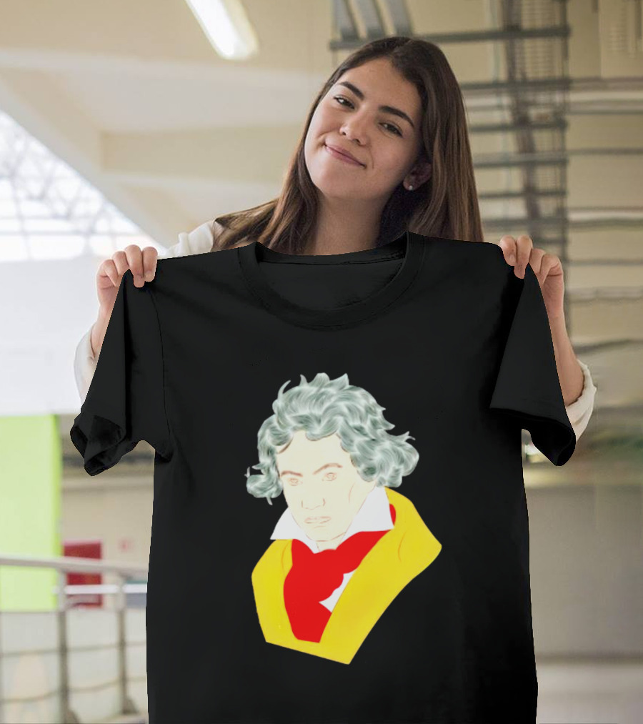 Ludwig Van Beethoven Colorful Portrait in Yellow and Red T-Shirt