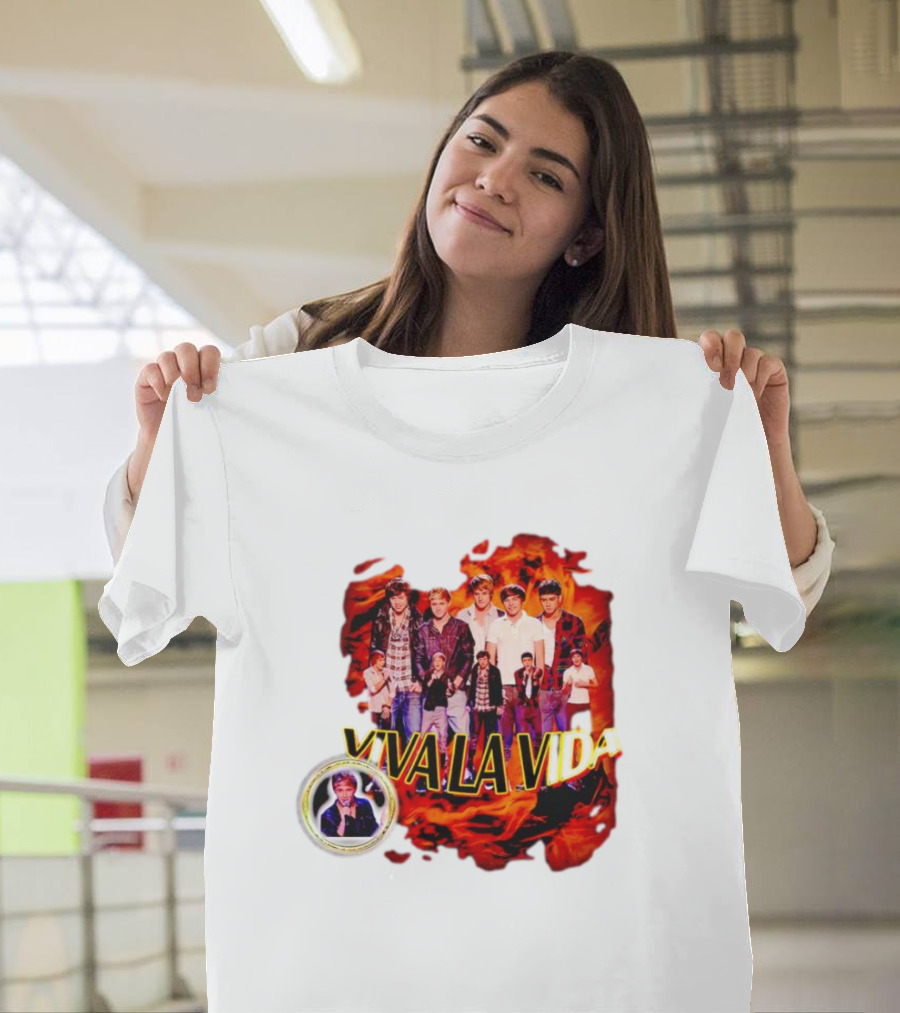 One Direction Viva la Vida Group Photo Flame Background T-Shirt