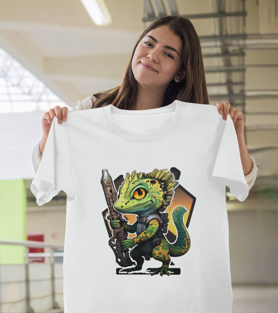 Valorant Gekko Lizard Character with Tactical Weapon T-Shirt
