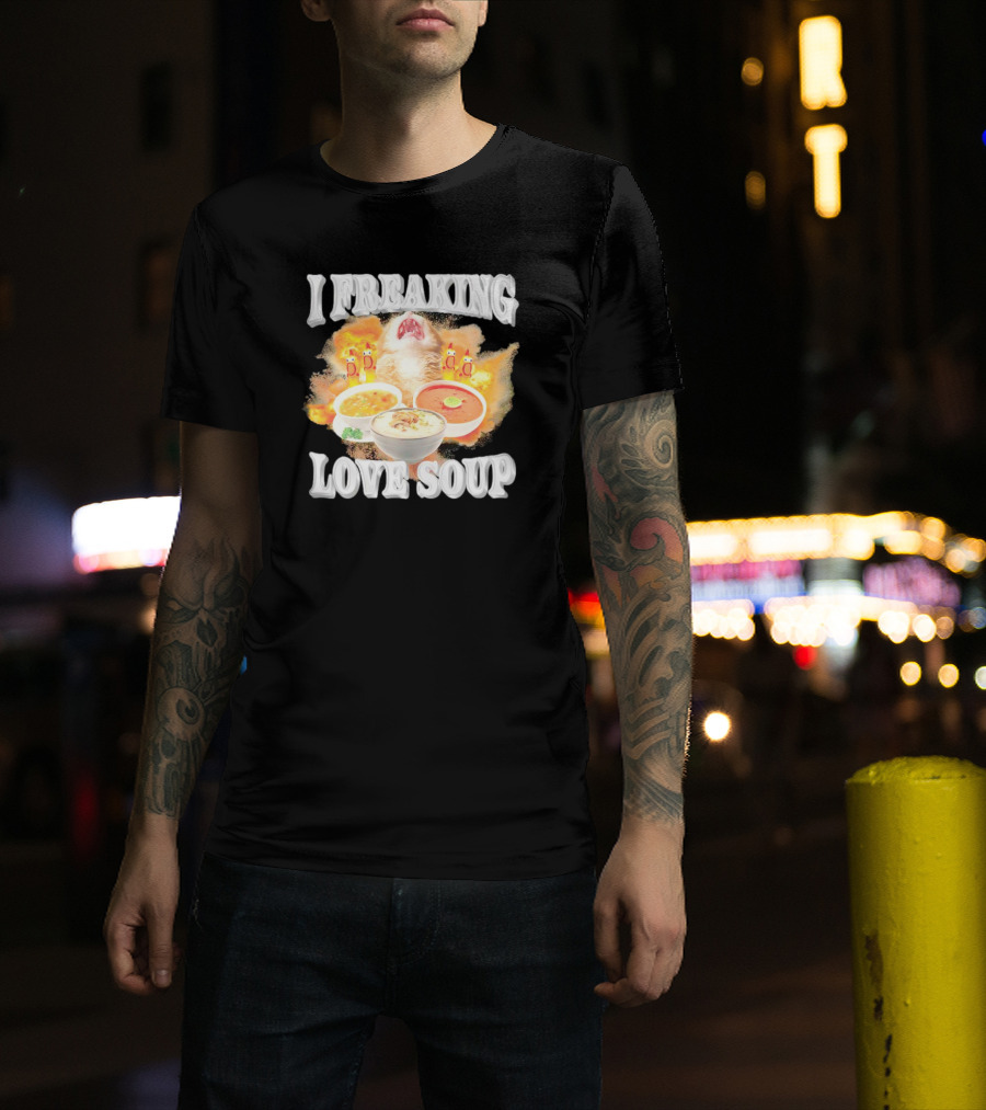 I Freaking Love Soup Cat With Various Bowls And Owls T-Shirt