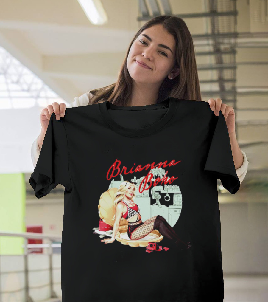 Brianna Boho in Shell with Retro Camera and Vintage Style Background T-Shirt