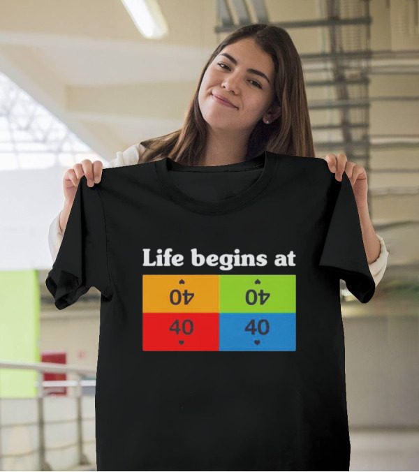 Life Begins At 40 Colorful Playing Card Symbols T-Shirt