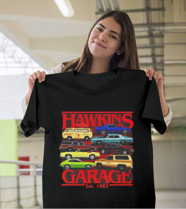 Hawkins Garage Stranger Things Vintage Cars Pizza Van Est. 1983 T-Shirt