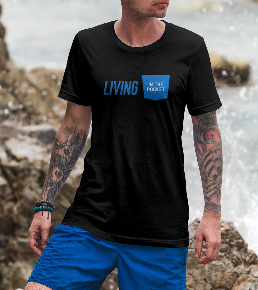 Aaron Donald 99 Living In The Pocket Blue Text T-Shirt