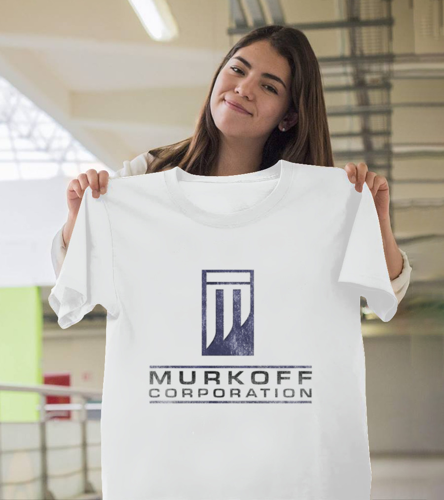 Murkoff Corporation Logo in Blue and Black T-Shirt