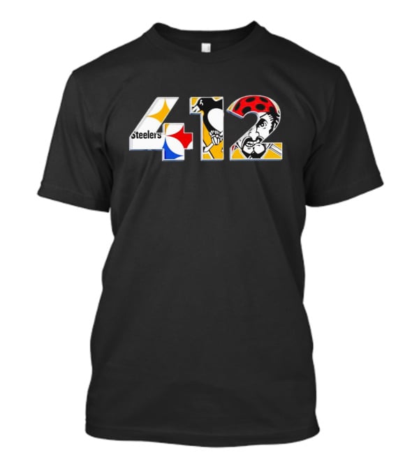 Pittsburgh Steelers Penguins Pirates 412 Logo Collage T-Shirt