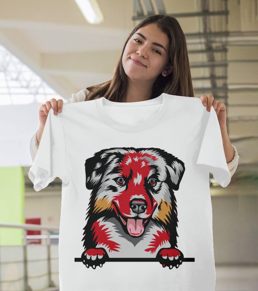 Dog Australian Shepherd Colorful T-Shirt