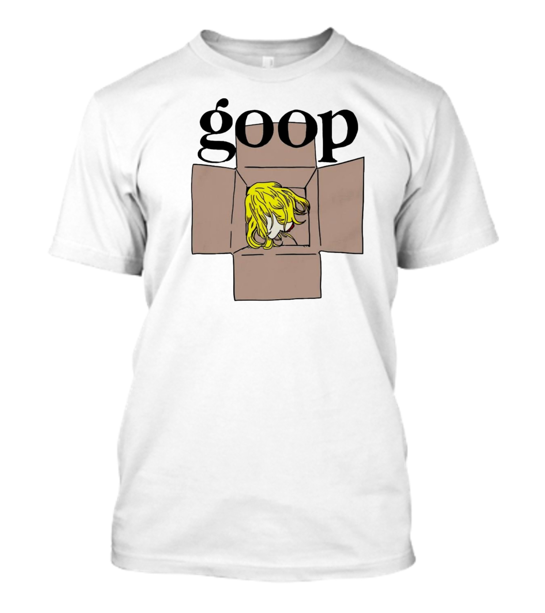 Goop Heads Blonde Wig In Cardboard Box T-Shirt