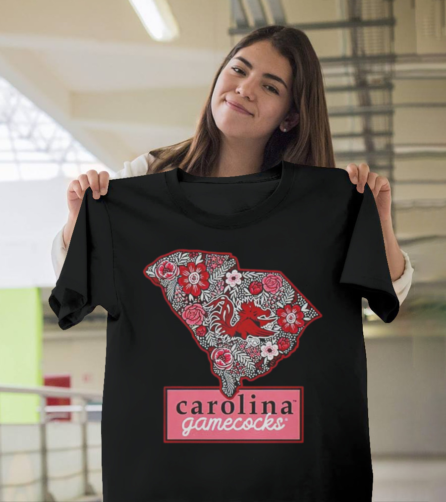 USC University of South Carolina Gamecocks Floral Map Carolina Gamecocks T-Shirt