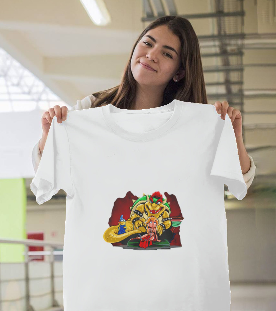 Bowser The Hutt Mario Bros Crossover With Princess Peach And Wizard Koopa T-Shirt