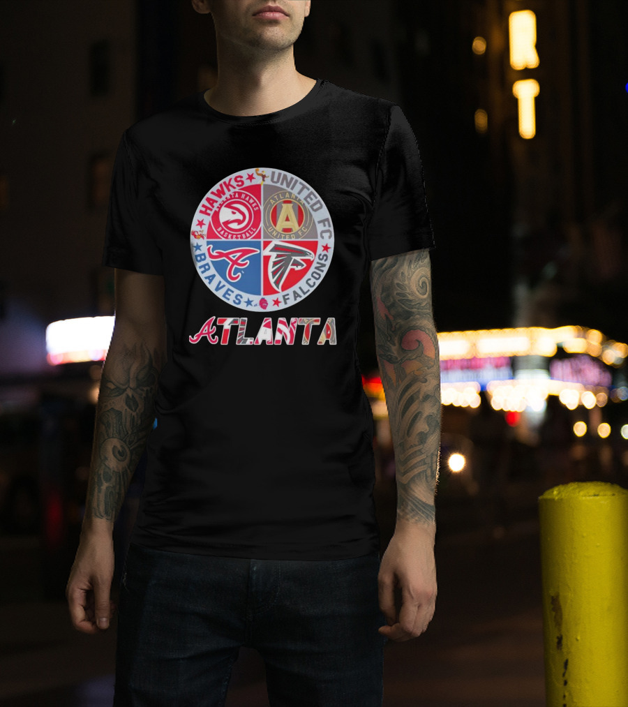 Atlanta Hawks United FC Falcons Braves Logo Mashup T-Shirt