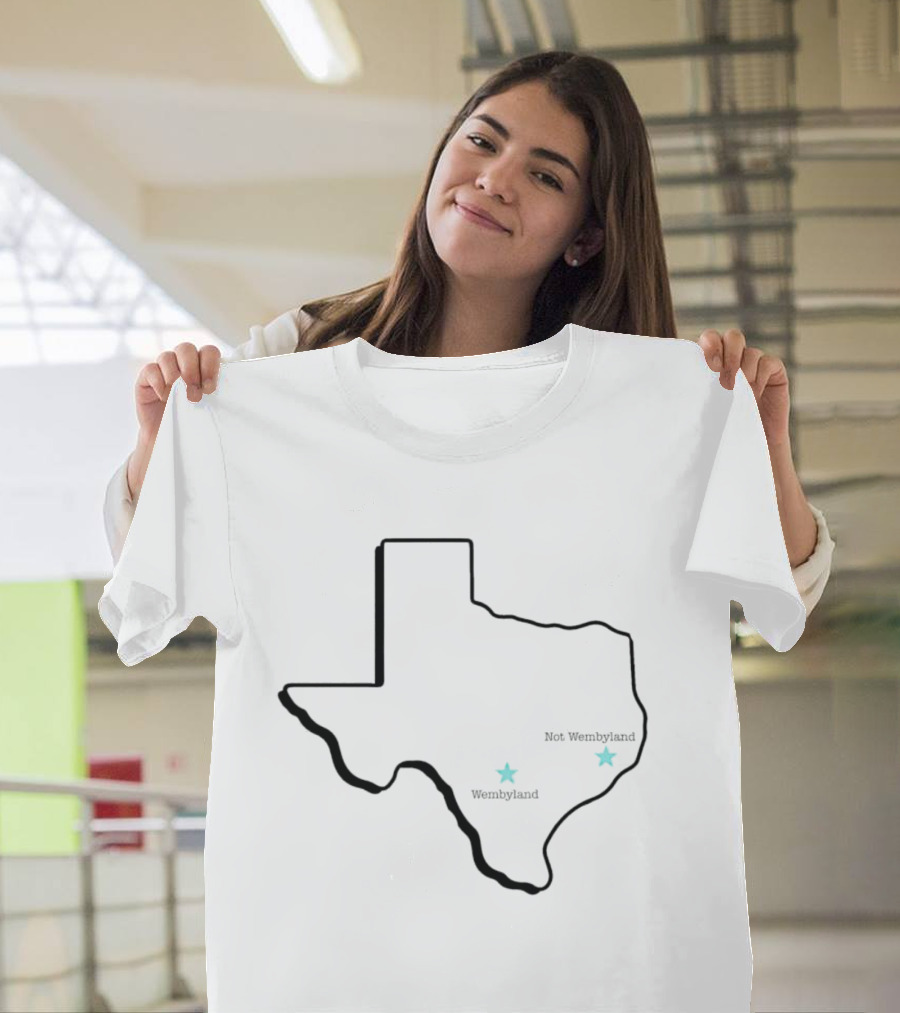 Texas State Map With Wembyland And Not Wembyland Stars T-Shirt