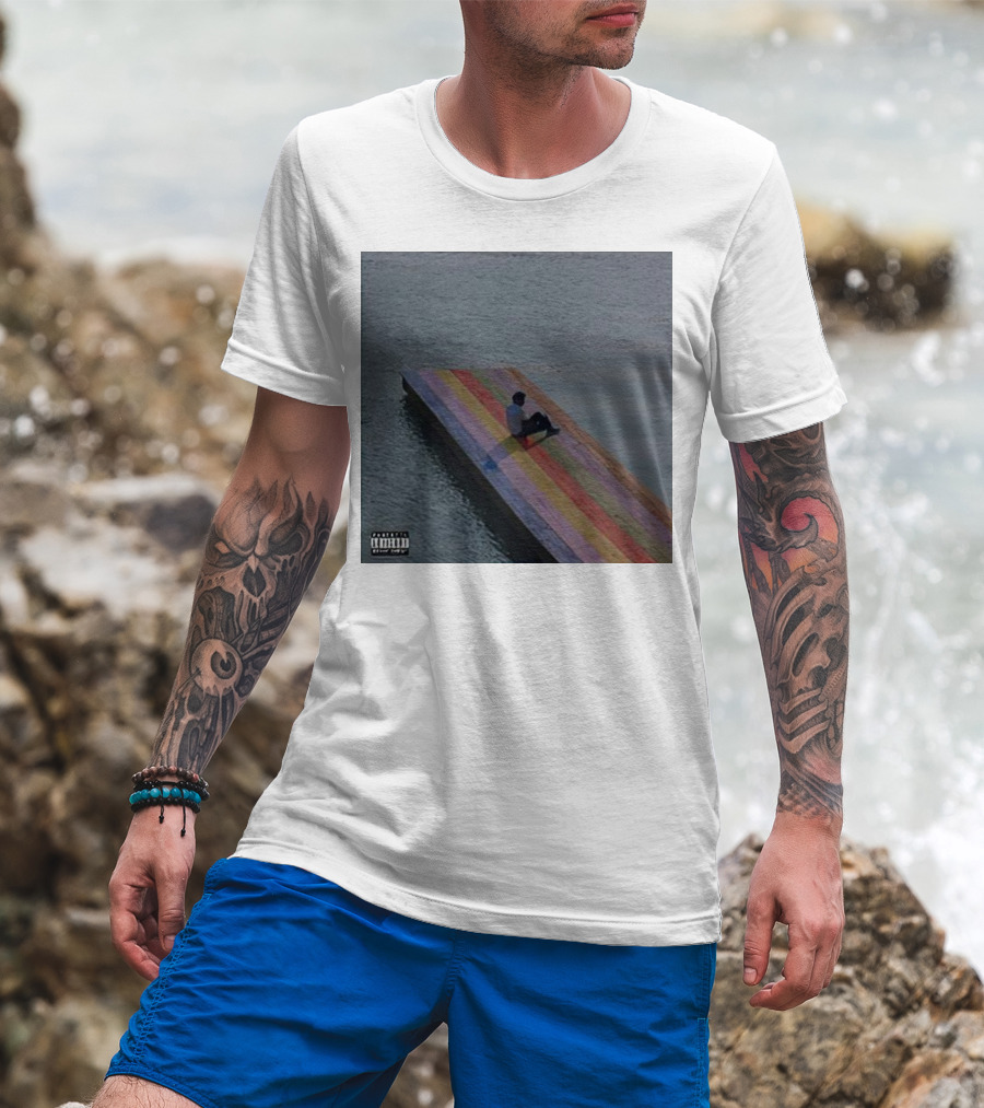 Baby Keem The Melodic Blue Album Cover Sitting On Colorful Dock In Water T-Shirt