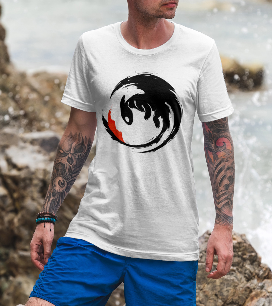 Toothless Night Fury Dragon Ying Yang T-Shirt