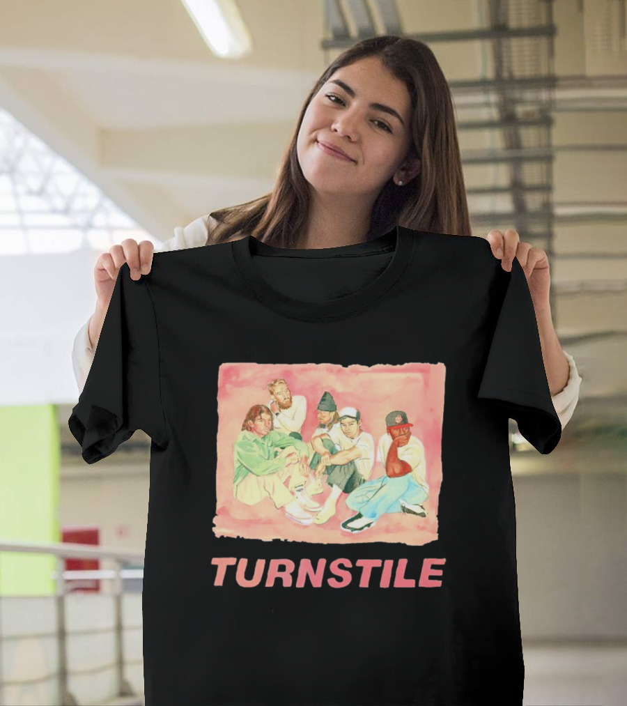 Turnstile Band Illustration Pink Pastel Aesthetic T-Shirt