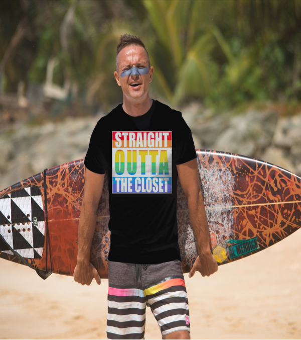 Straight Outta The Closet Pride Rainbow Stripes T-Shirt