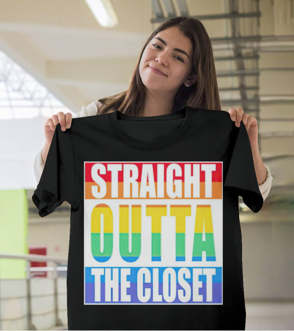 Straight Outta The Closet Pride Rainbow Stripes T-Shirt