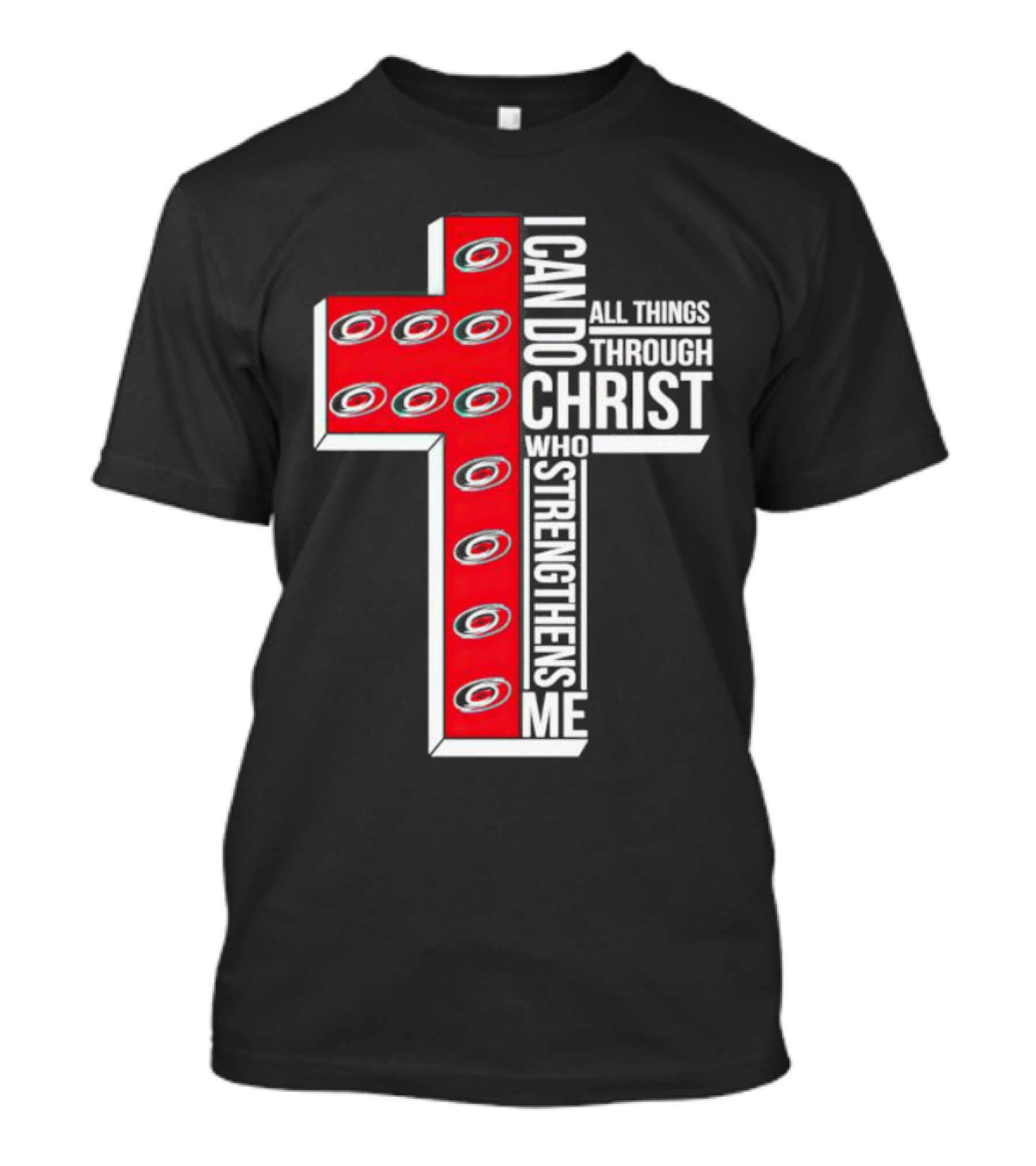 Carolina Hurricanes I Can Do All Things Through Christ Who Strengthens Me Cross T-Shirt