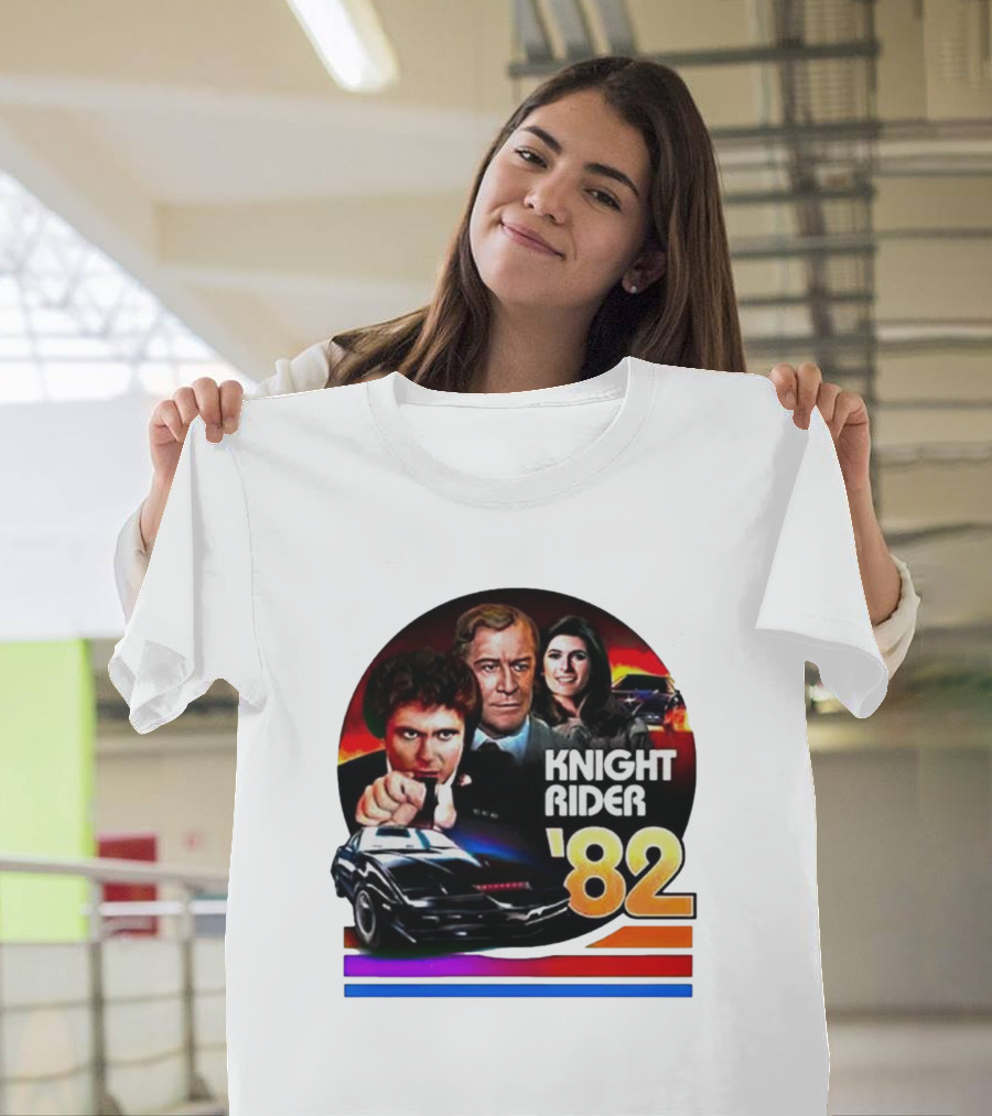 Knight Rider ’82 Retro Cast And Car Montage T-Shirt