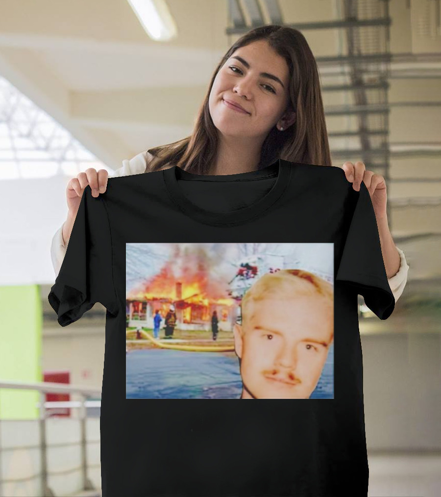 Lloyd Meme Fire Burning House Background T-Shirt