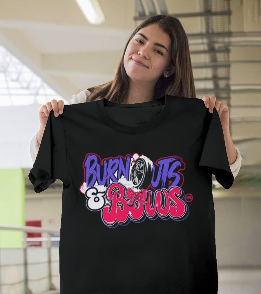 Burnouts And Bows Racing Tire And Bowtie Motif T-Shirt
