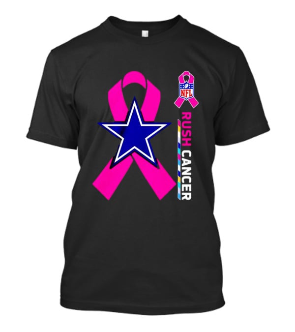 Dallas Cowboys NFL Rush Cancer Pink Ribbon Star T-Shirt