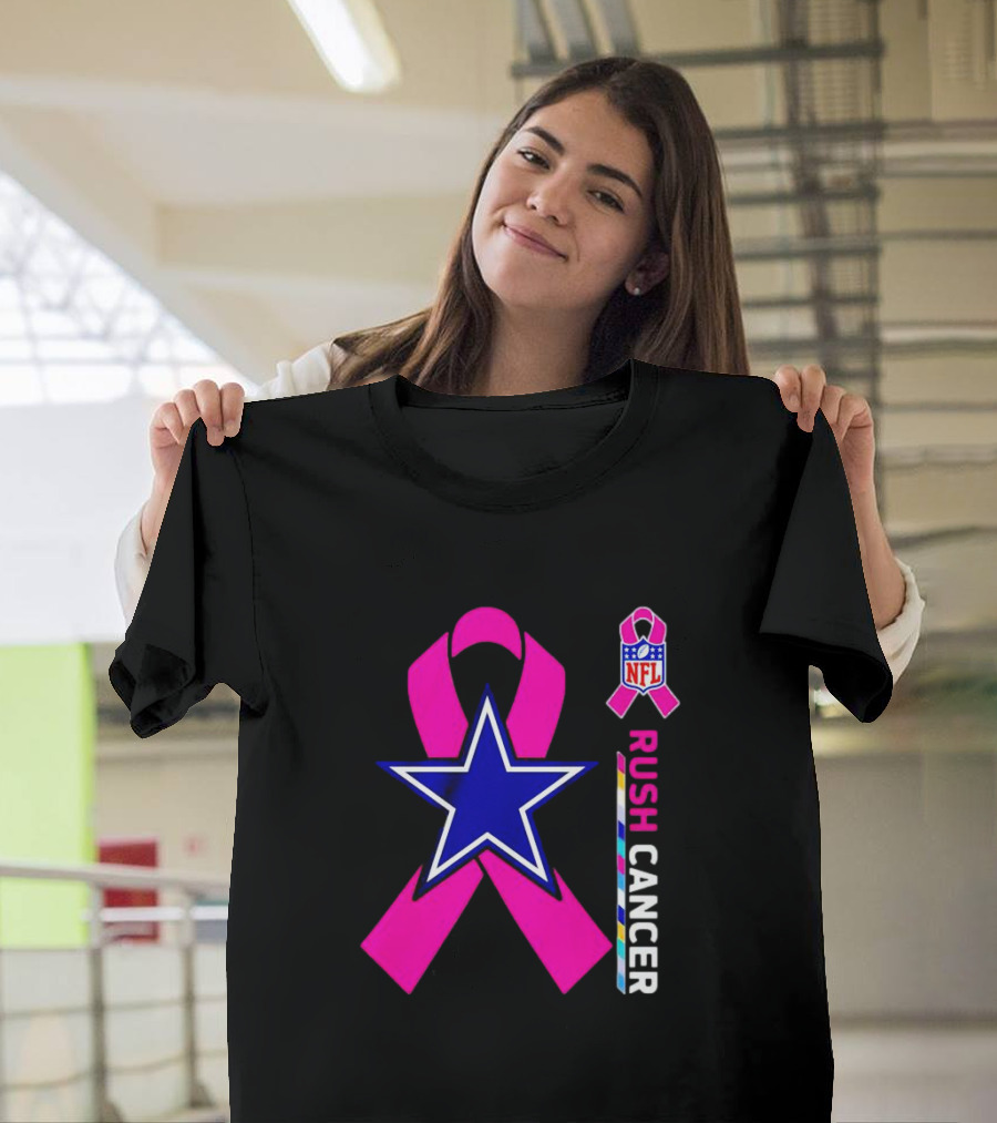 Dallas Cowboys NFL Rush Cancer Pink Ribbon Star T-Shirt