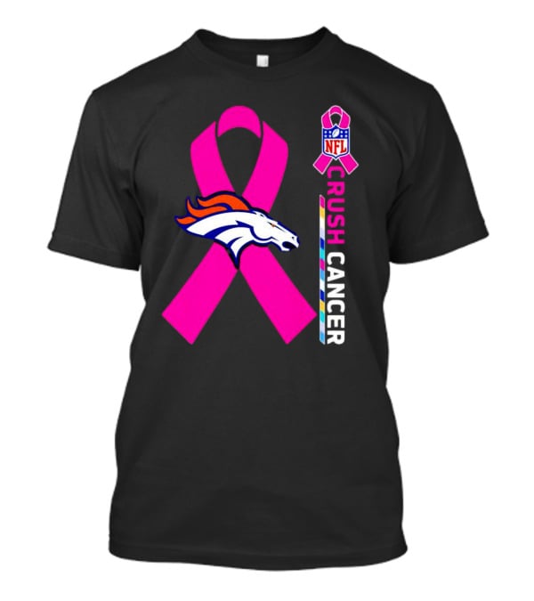 Denver Broncos NFL Pink Ribbon Crush Cancer Campaign T-Shirt
