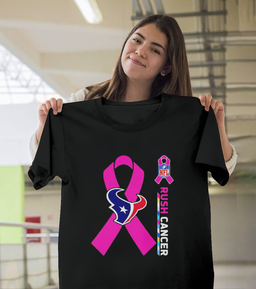 Houston Texans NFL Rush Crush Cancer Pink T-Shirt