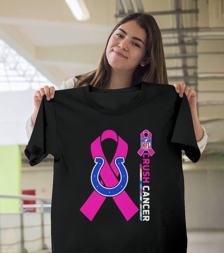 Indianapolis Colts NFL Pink Ribbon Crush Cancer T-Shirt