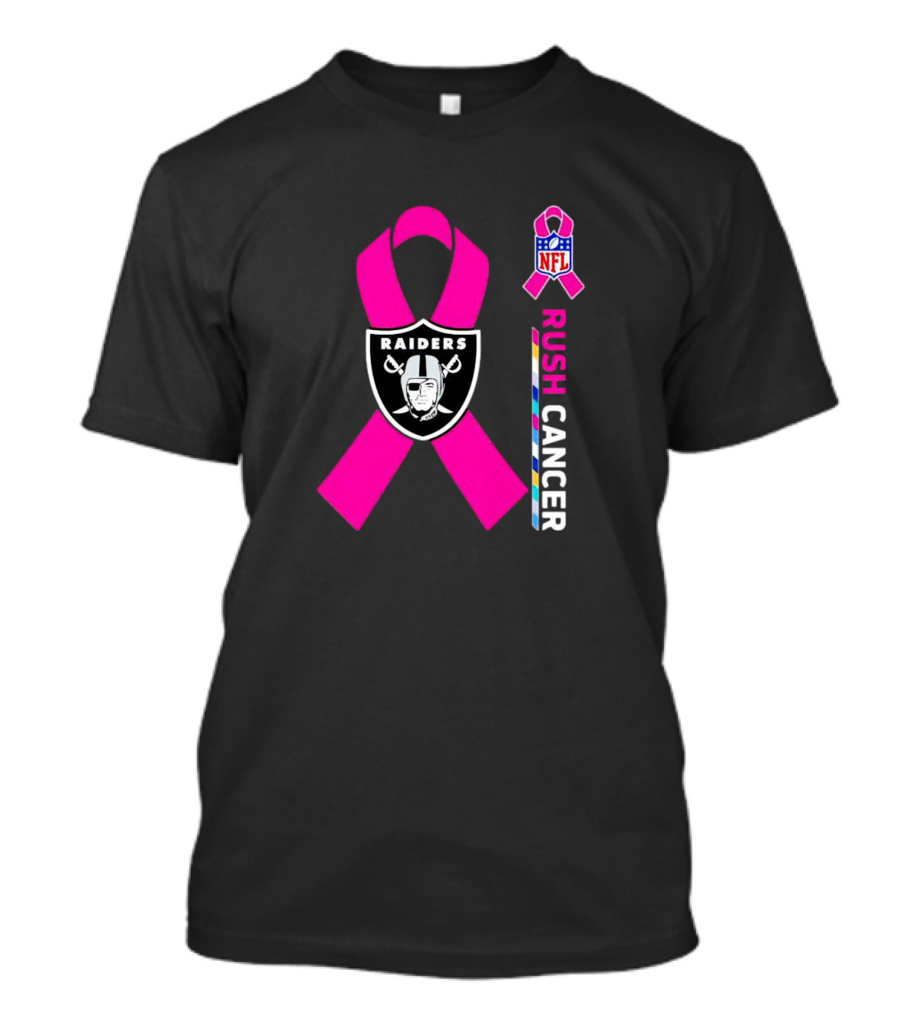 Las Vegas Raiders NFL Rush Cancer Pink Ribbon Awareness Promo T-Shirt