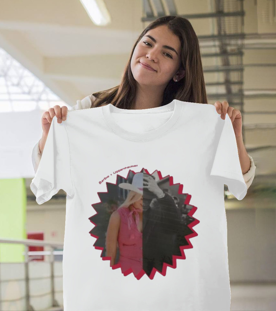 Barbie Oppenheimer Half Pink Half Black Starburst T-Shirt