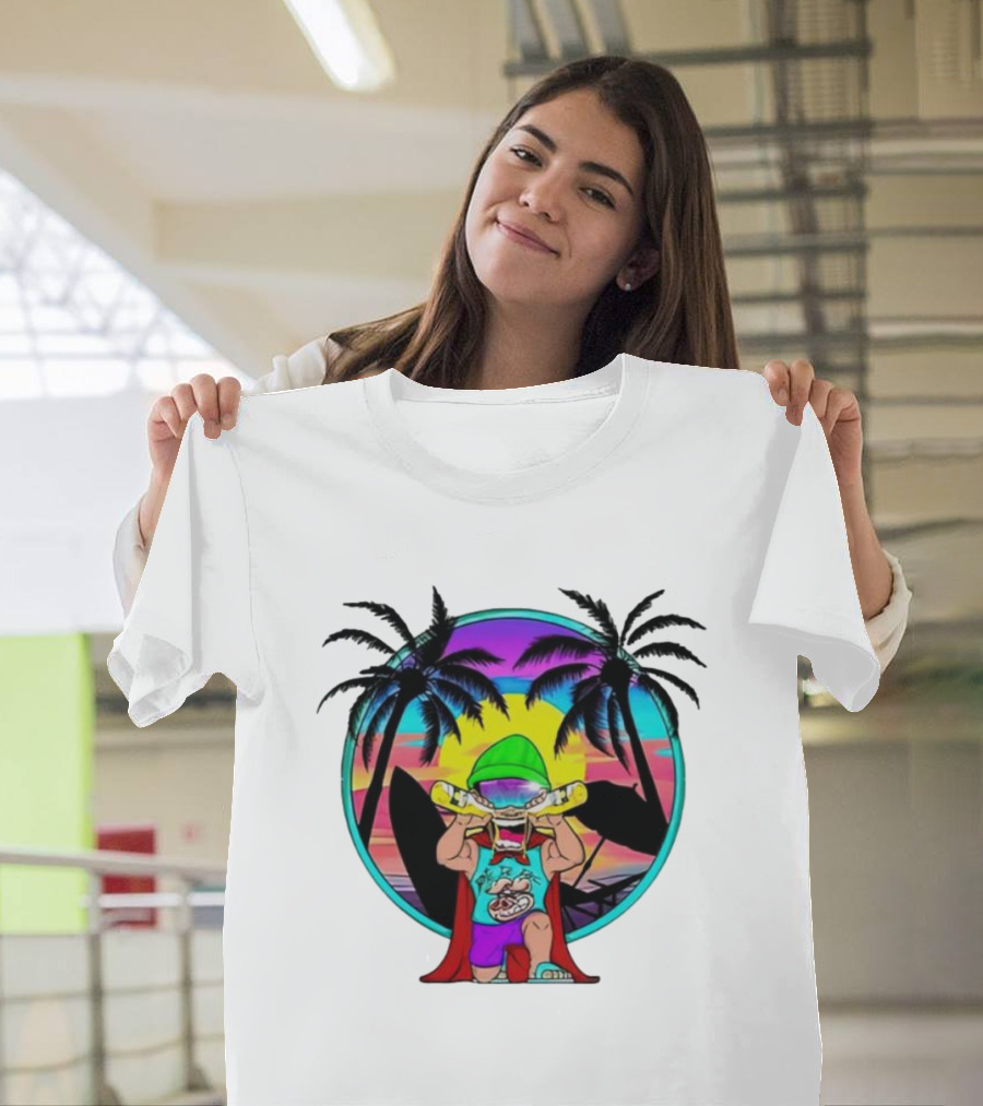 OGblob18 Beach Adventure Tropical Vibes Sunset Scene T-Shirt