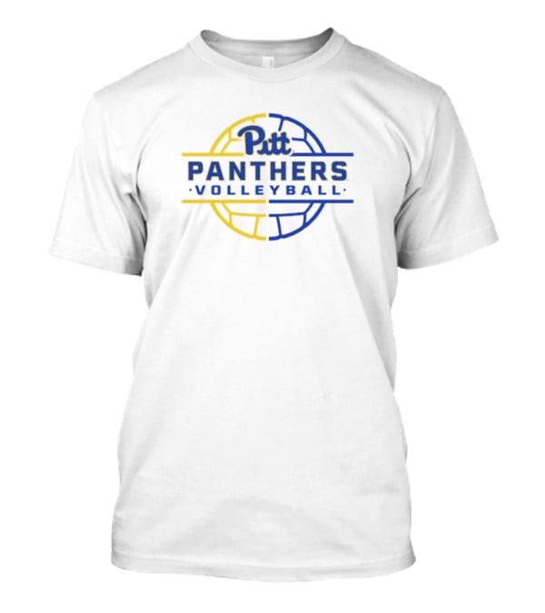 Pitt Panthers Volleyball Blue And Yellow Circle Text T-Shirt