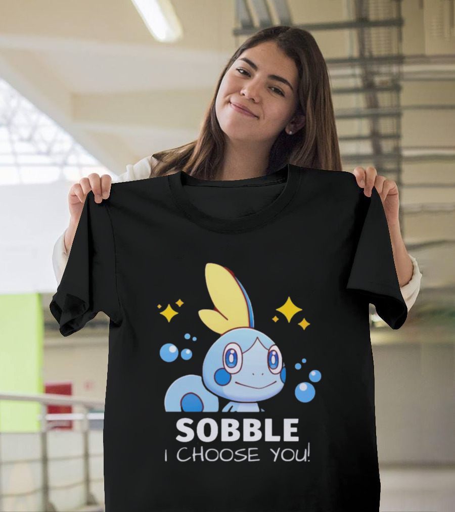 Sobble I Choose You Pokémon Character Art Sparkles And Bubbles T-Shirt
