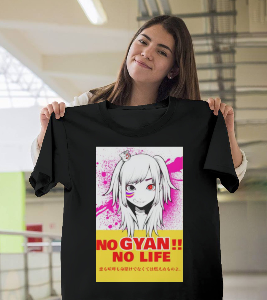 No Gyan No Life Manga Art with Cute Girl and Splatter Background T-Shirt