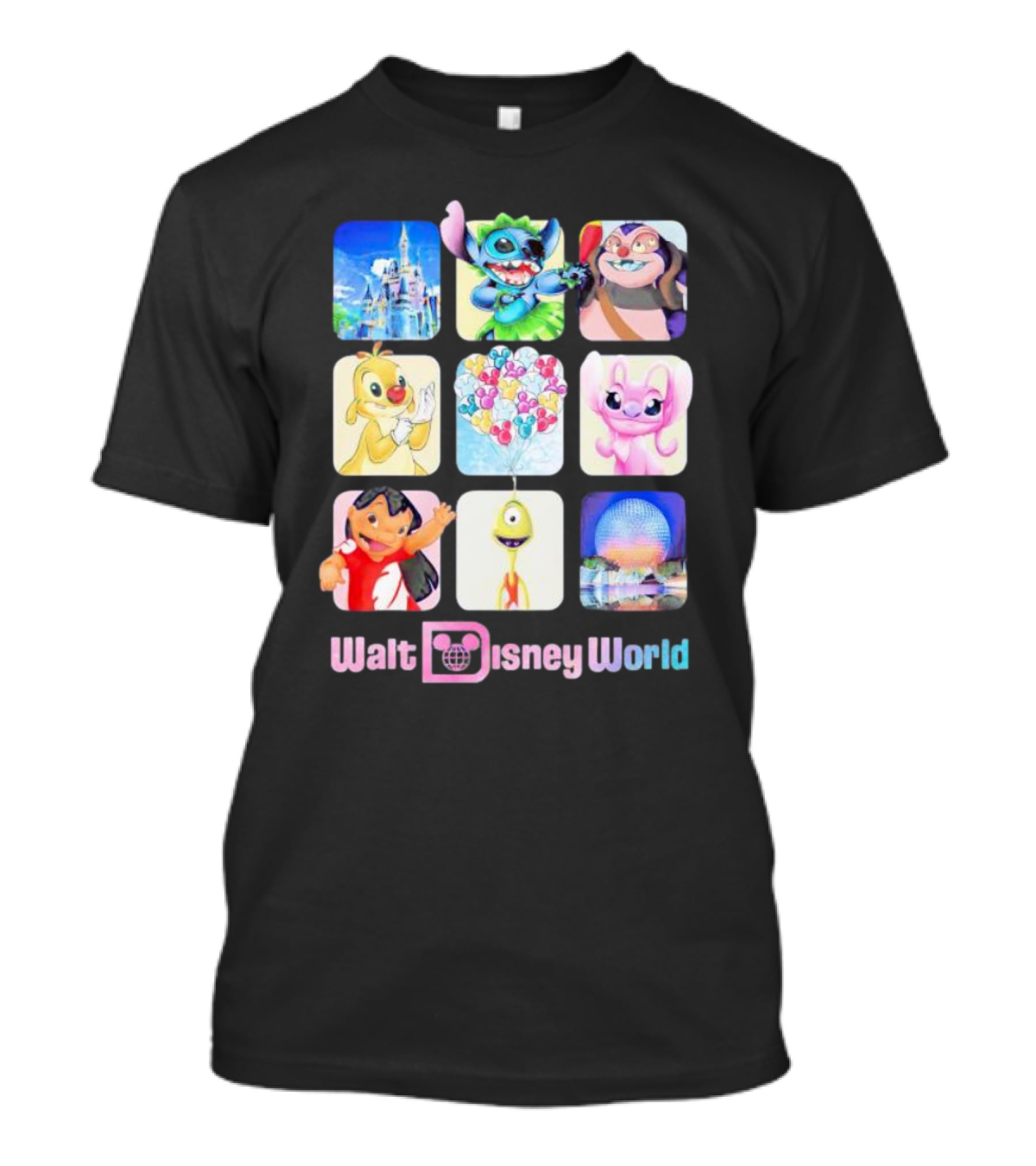 Walt Disney World Lilo Stitch Angel Experiment 626 Spaceship Earth Cinderella Castle T-Shirt