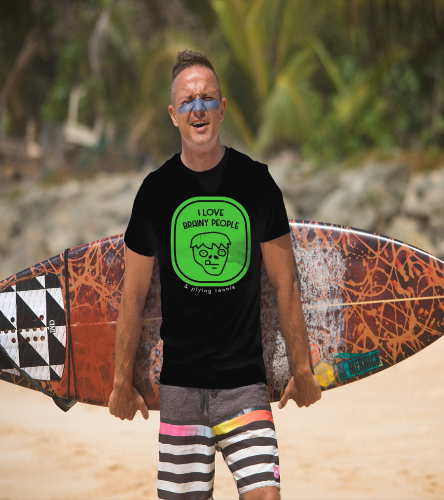 I Love Brainy People And Playing Tennis With Zombie Face T-Shirt